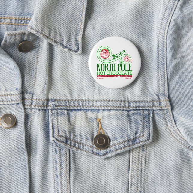 Santa Clause North Pole Hot Chocolate Button (In Situ)