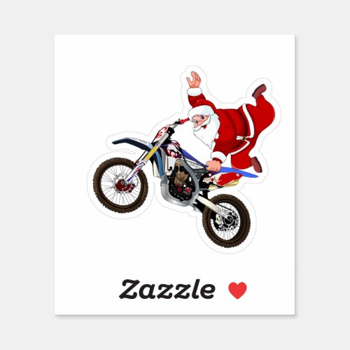Santa Clause one hand grab motocross Sticker