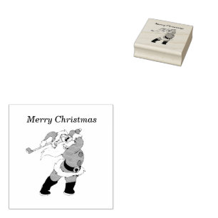 Santa Clause playing golf 2x2 Rubber Stamp