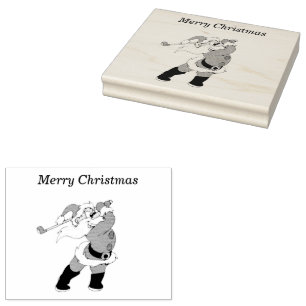 Santa Clause playing golf 4x5 Rubber Stamp