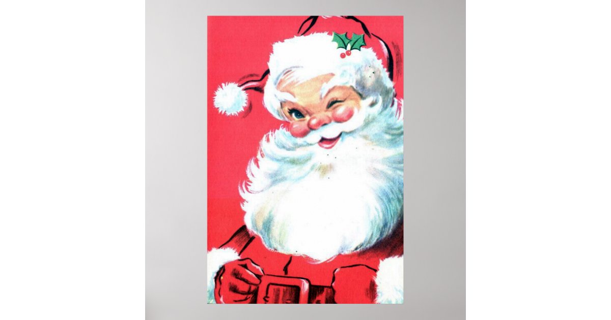 Santa Clause Poster Wall Art for Christmas | Zazzle