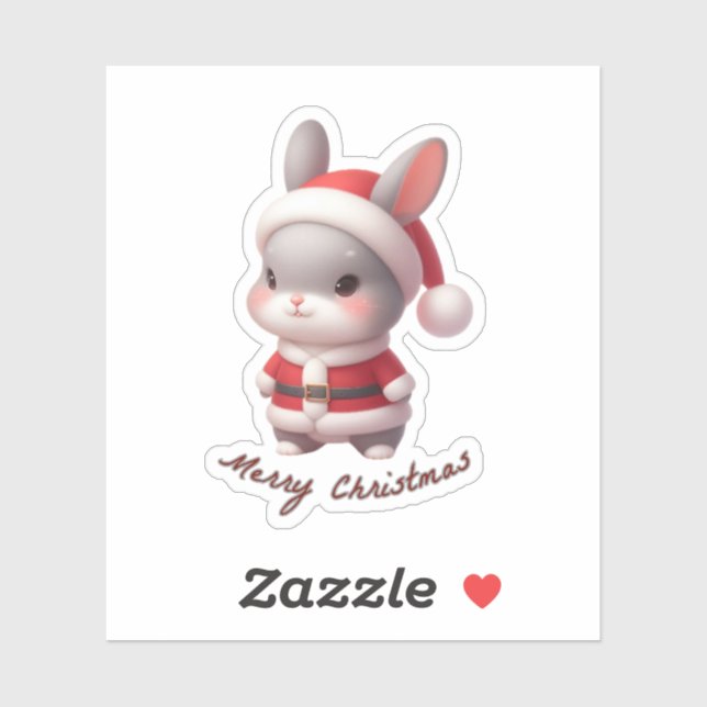 santa clause rabbit,funny animals sticker (Sheet)