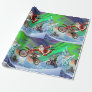 Santa Clause racing elves on dirt bikes Wrapping Paper