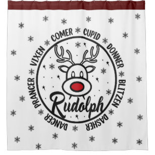 Santa Clause Reindeer Shower Curtain Rudolph