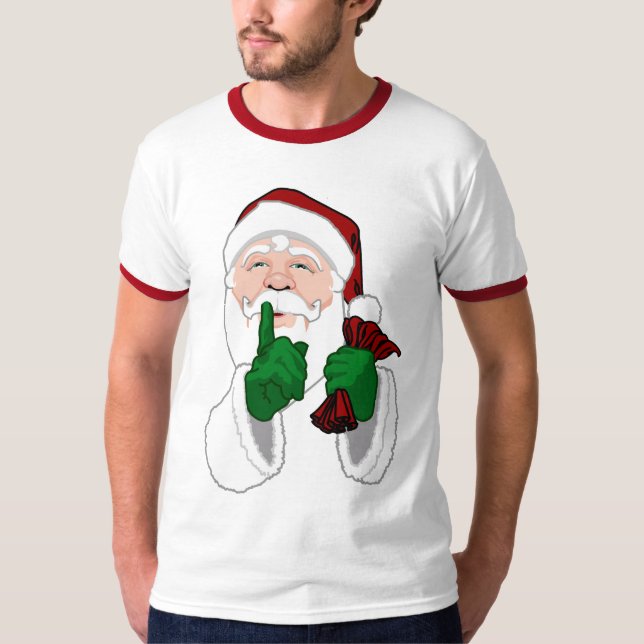 Santa Clause Ringer T-Shirt Festive Santa Shirt (Front)