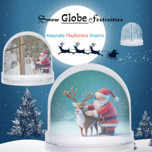 Santa Clause & Rudolf Christmas Snow Globe
