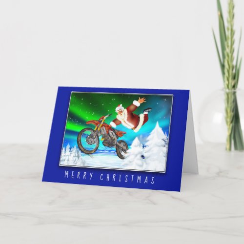 Santa Clause showing off his freestyle skills Holiday Card