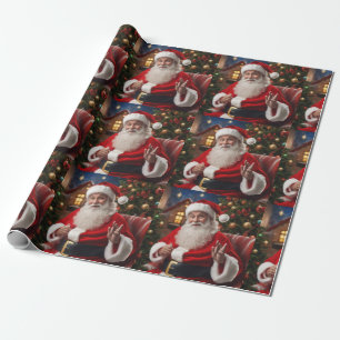 Santa Clause smiling and waving Wrapping Paper