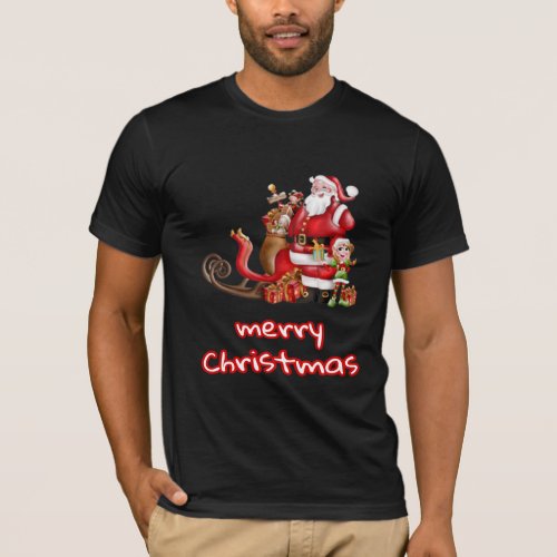 Santa clause spreading peace love on Christmas  T_Shirt