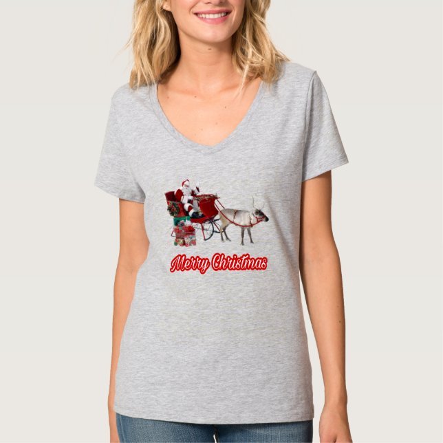 Santa clause spreading peace love on Christmas  T-Shirt (Front)