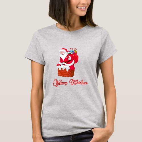 Santa clause spreading peace love on Christmas  T_Shirt