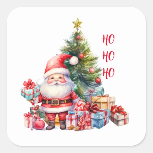 Santa Clause Square Sticker