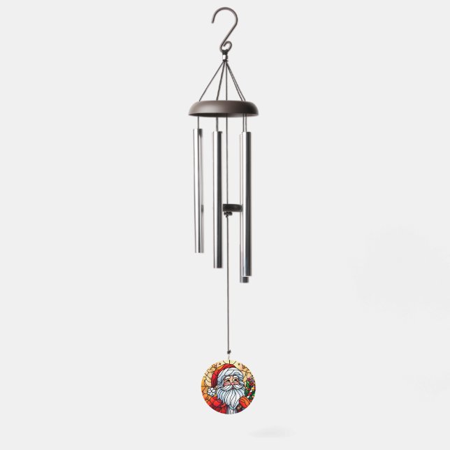 Santa Clause Stained Glass Wind Chime (Full)