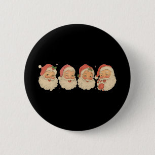 Santa Clause Vintage Cute Jolly Merry Christmas Wo Button