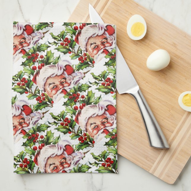 Santa Clause vintage Father Christmas Kitchen Towel (Quarter Fold)