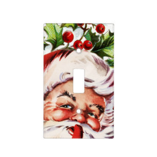 Santa clause vintage holly christmas light switch cover