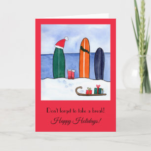 Santa Clause went Surfing Christmas Greeting Card
