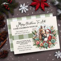 Santa Clause With Horse Christmas Invitation
