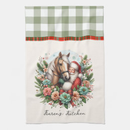 Santa Clause With Horse Christmas Kitchen Towel