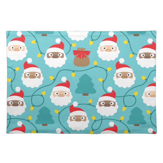 Santa Clauses Pattern Cloth Placemat (Front)