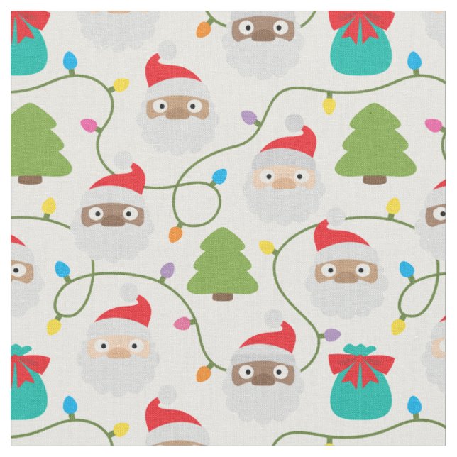 Santa Clauses Pattern Fabric (Close Up)