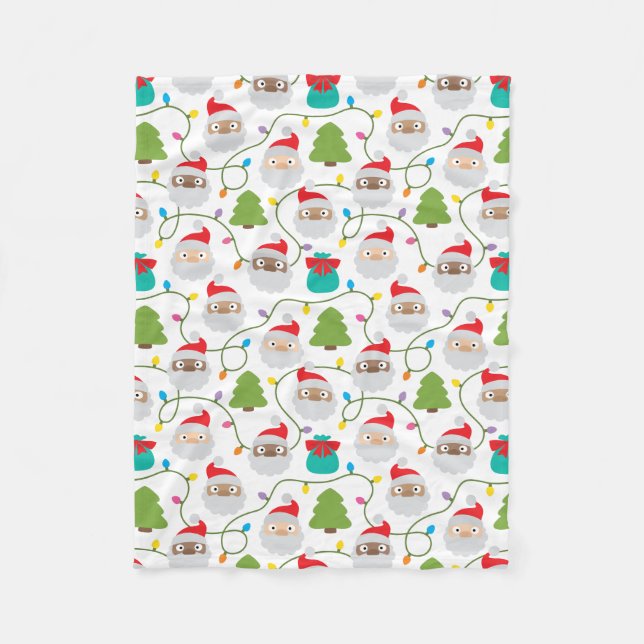 Santa Clauses Pattern Fleece Blanket (Front)