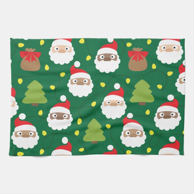 Santa Clauses Pattern Kitchen Towel (Horizontal)