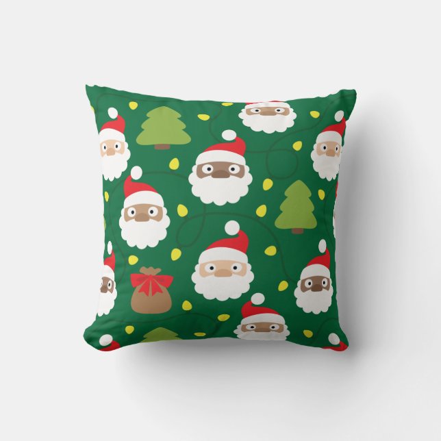 Santa Clauses Pattern Throw Pillow (Front)