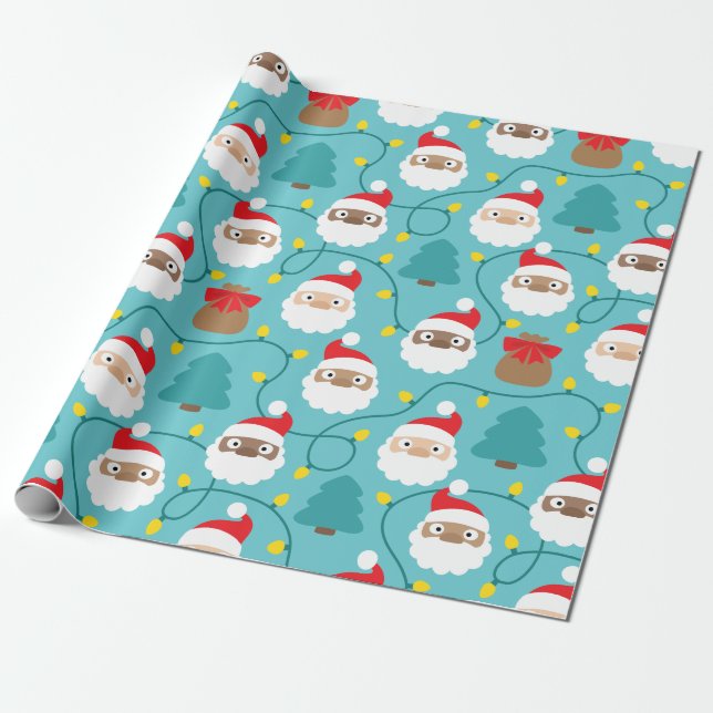 Santa Clauses Pattern Wrapping Paper (Unrolled)