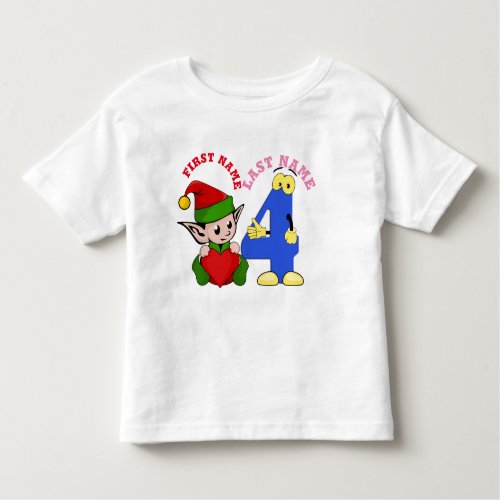Santa Clauss first Birthday elf 4 yer Toddler T_shirt