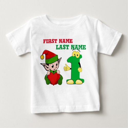 Santa Clauss first Birthday elf for toddlers Baby T_Shirt