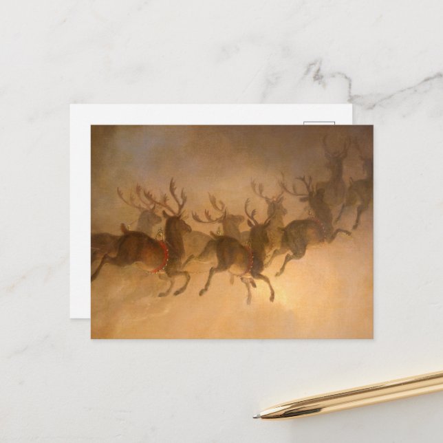 Santa Claus's Reindeer by William Holbrook Beard Postcard (Front/Back In Situ)