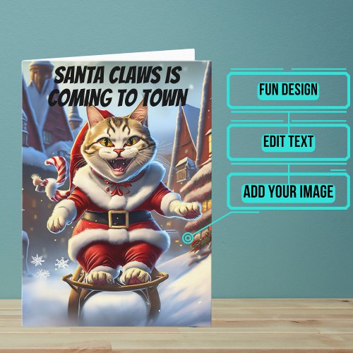 Santa Claws Cat Lover Funny Christmas Holiday Card
