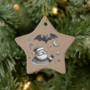 Santa Claws Ceramic Ornament