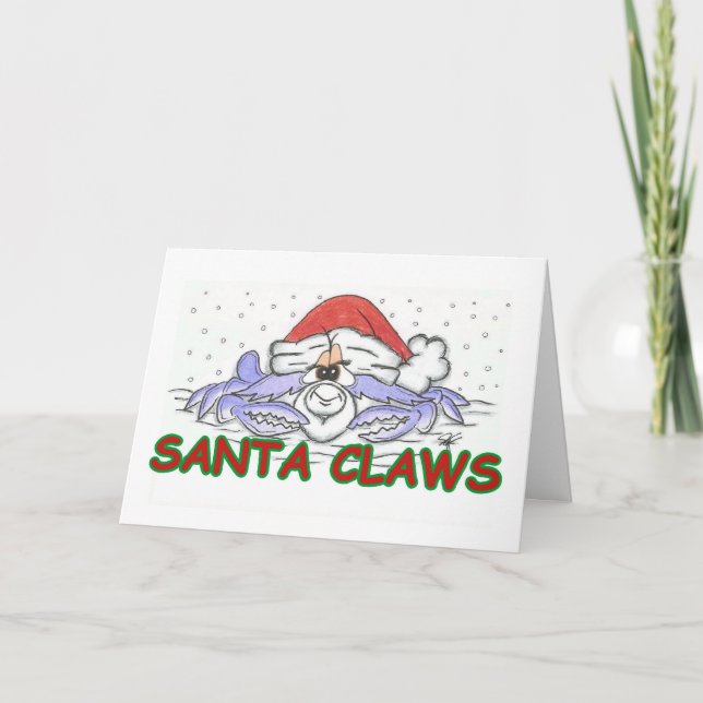 Santa CLAWS Christmas Crab Holiday Card (Front)