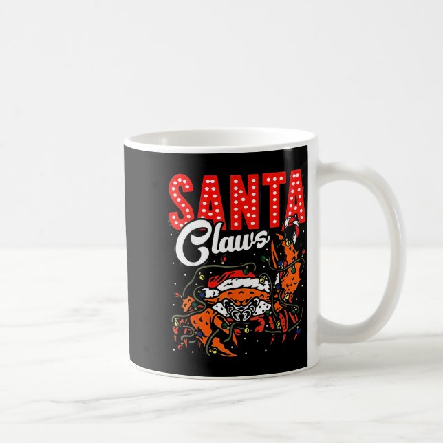 Santa Claws Christmas Funny Crab Lights Holiday Ca Coffee Mug (Right)