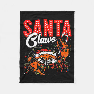 Santa Claws Christmas Funny Crab Lights Holiday Ca Fleece Blanket