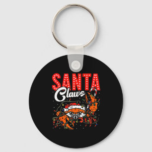 Santa Claws Christmas Funny Crab Lights Holiday Ca Keychain