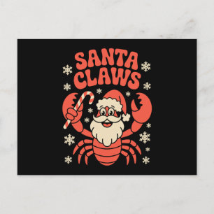 Santa Claws Christmas Lobster Candy Cane Xmas Hat Holiday Postcard