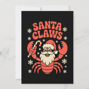 Santa Claws Christmas Lobster Candy Cane Xmas Hat Invitation