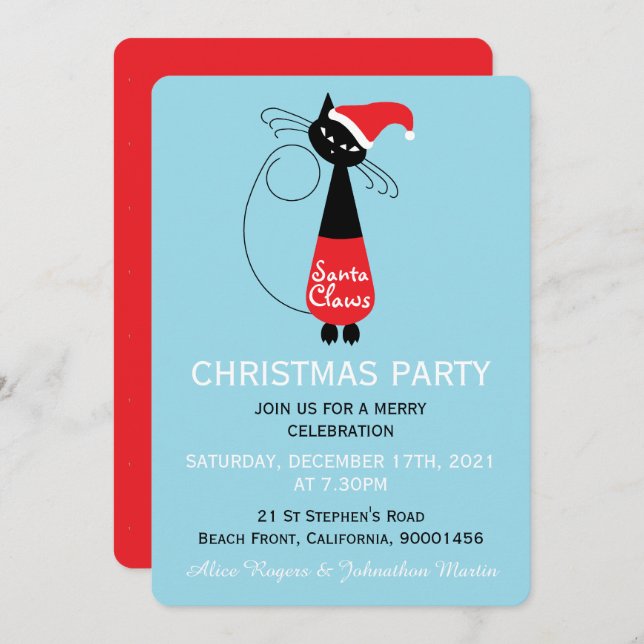 Santa Claws Christmas Party Invitation (Front/Back)