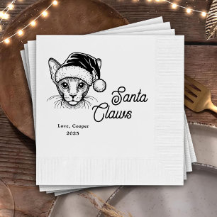 Santa Claws Custom Cat Drawn Wedding Napkins