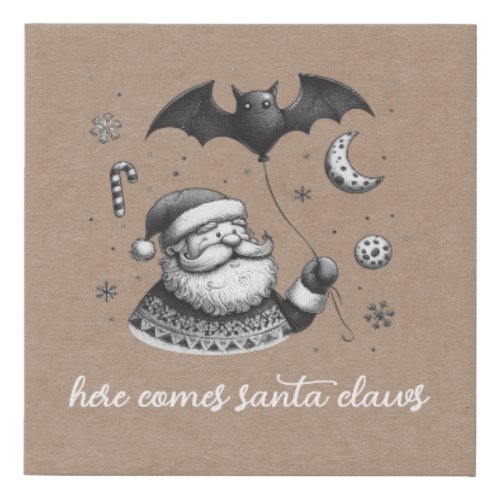Santa Claws Faux Canvas Print