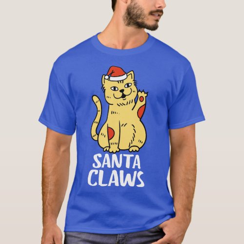 Santa Claws Funny Cat Santa Hat Xmas Gift T_Shirt