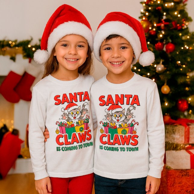 Santa Claws Funny Christmas Cat Custom Family Name Tri-Blend Shirts (Creator Uploaded)