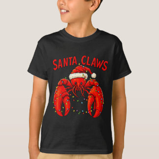 Santa Claws Funny Christmas Lobster With Lights T-Shirt