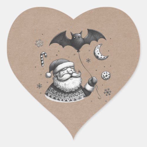 Santa Claws Heart Sticker