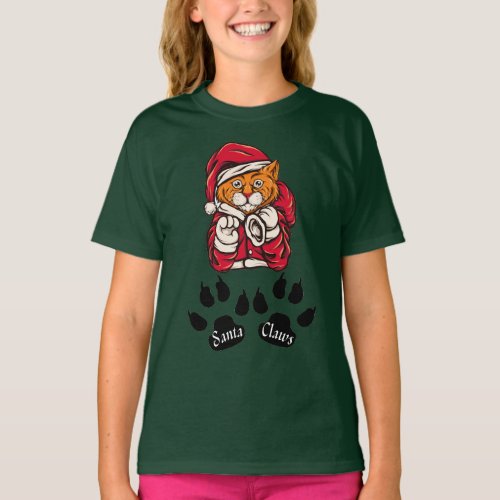 Santa Claws is Coming to Town Girls Tshirt