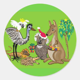 Santa claws koala classic round sticker