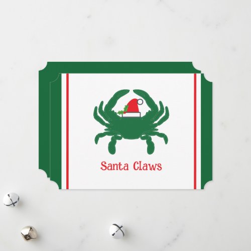 Santa Claws List Nautical Pun Holiday Card